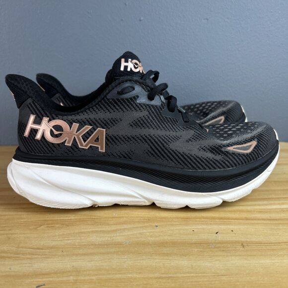 Hoka One One Clifton 9 'Black Rose Gold' Women's Running Shoes 8.5 - Picture 1 of 9